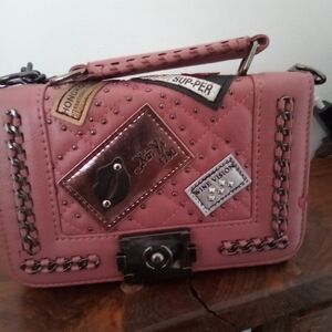 Pink Women's Bag with Chain Detail